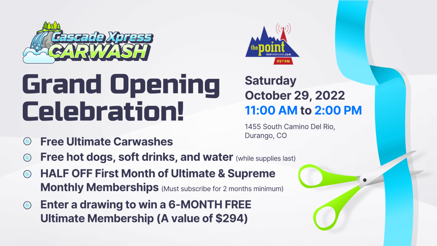 Join us for the Cascade Xpress Carwash Grand Opening Celebration